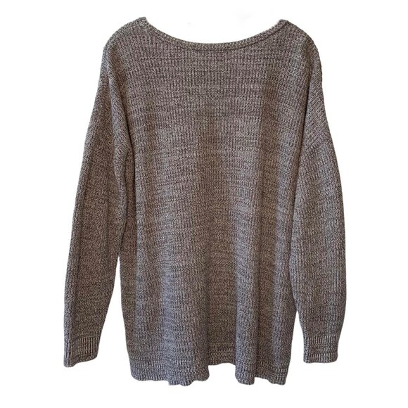 TORRID Gray + White Marl Round Cut Out Keyhole Neck Tunic Knit Sweater Size 2X - Picture 6 of 7